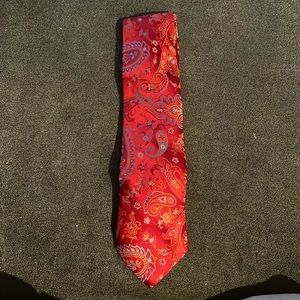 Eagles, shirt makers, since 1867 Paisley hundred percent silk tie, red